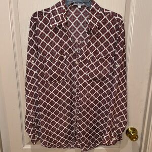 Express Portofino in  Red and Cream Floral Pattern Shirt
